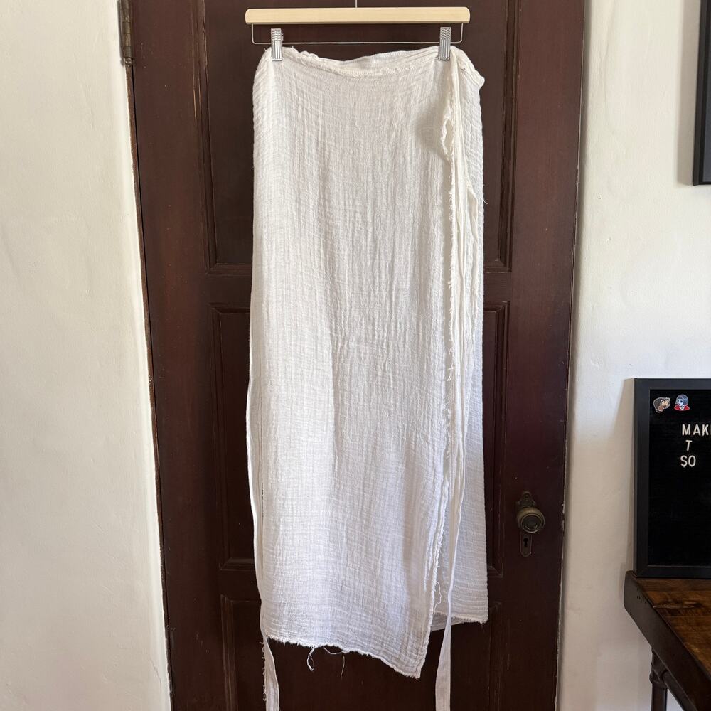 FREE PEOPLE | Made In Philadelphia White Gauze Wrap Maxi Skirt Sarong Small / XS